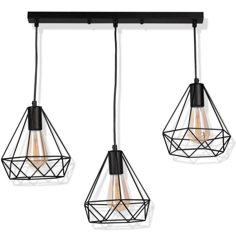 Lampa wisząca Polux Vigo  czarna wym: 120 x 60 x 20 cm 3xE27 x  1 szt.