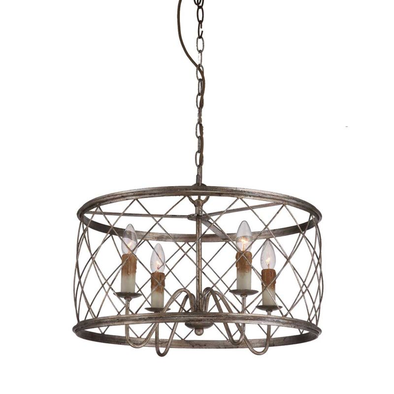 Lampa wisząca Quoizel Dury płatki srebra wym: 36,8 x 53,3 x 53,3 cm 4xE14 x  1 szt.