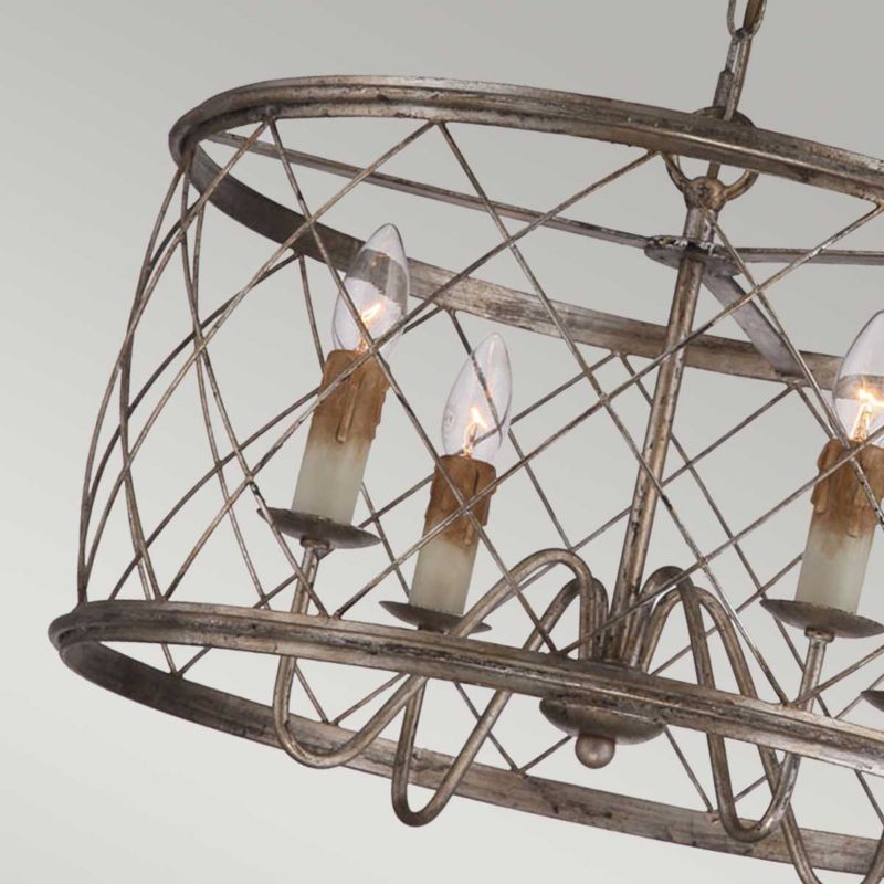 Lampa wisząca Quoizel Dury płatki srebra wym: 36,8 x 53,3 x 53,3 cm 4xE14 x  1 szt.