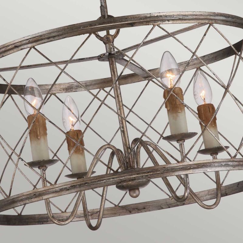 Lampa wisząca Quoizel Dury płatki srebra wym: 36,8 x 53,3 x 53,3 cm 4xE14 x  1 szt.