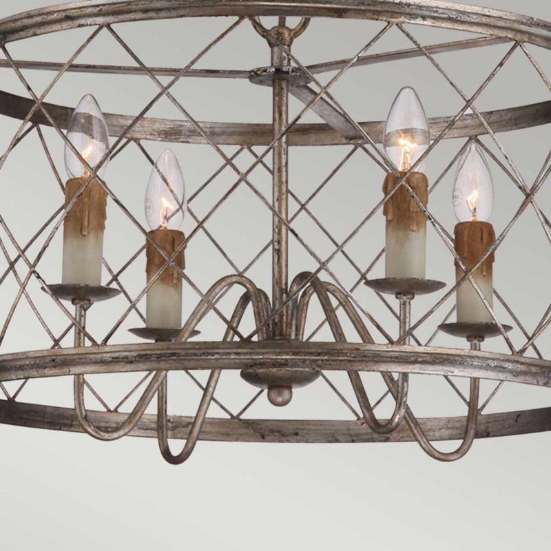 Lampa wisząca Quoizel Dury płatki srebra wym: 36,8 x 53,3 x 53,3 cm 4xE14 x  1 szt.