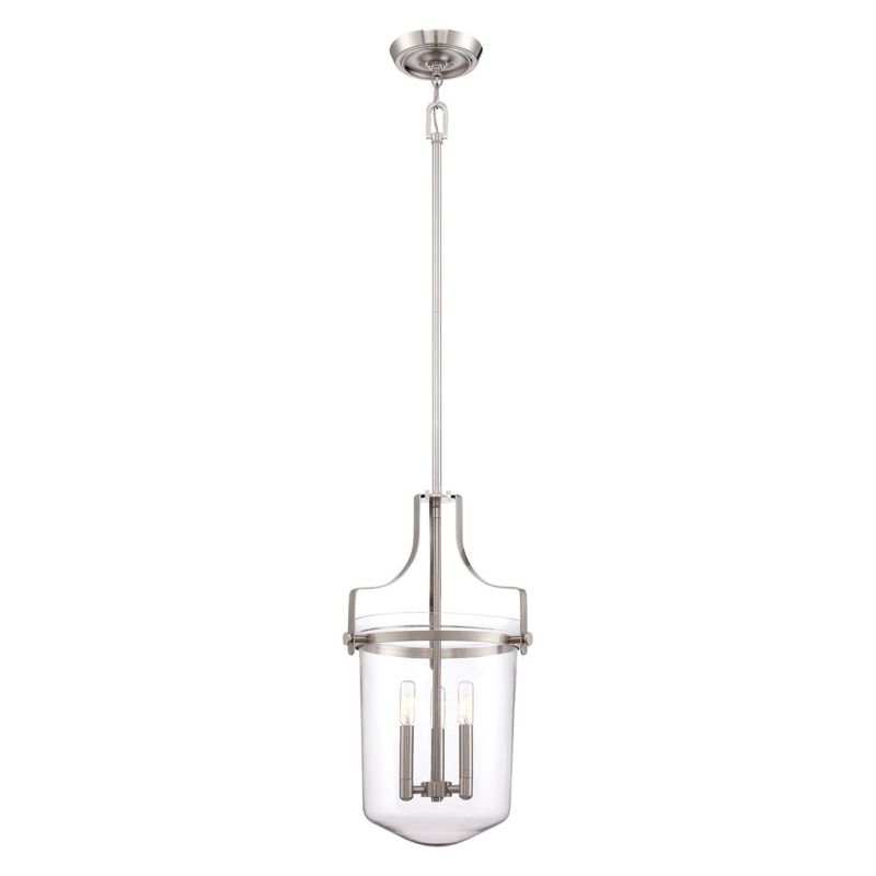 Lampa wisząca Quoizel Penn Station szczotkowany nikiel wym: 167,7 x 33 x 33 cm 3xE14 x  1 szt.