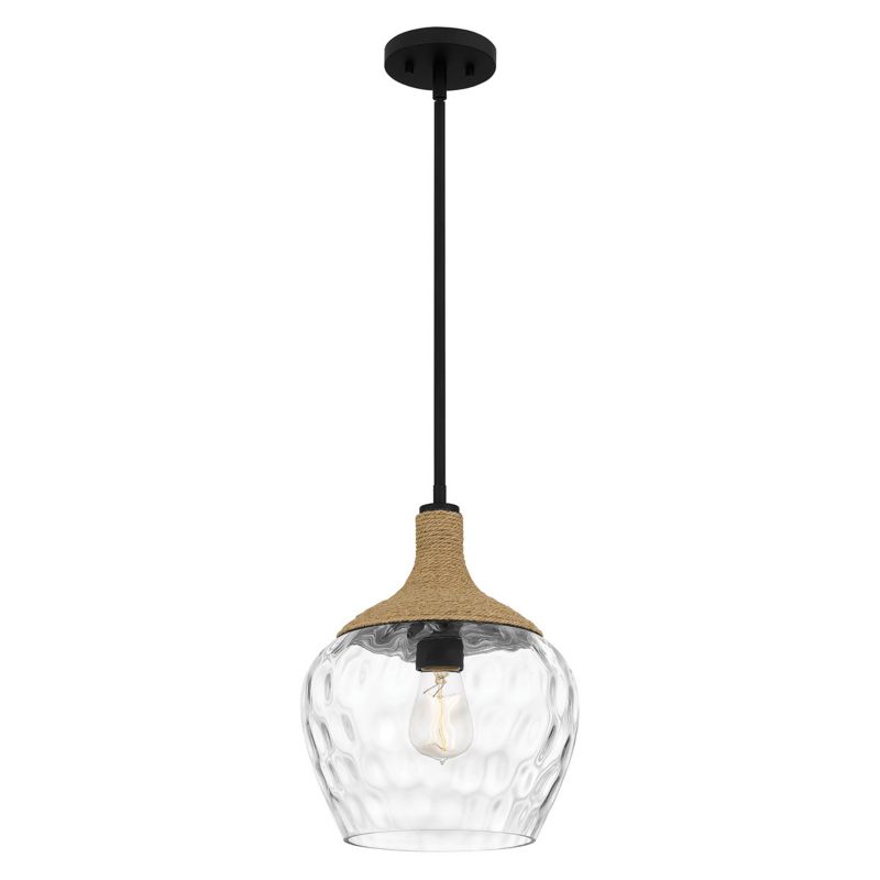Lampa wisząca Quoizel Royer 6242 matowy czarno-przezroczysty-beżowa do kuchni 1xE27 x 1 szt.