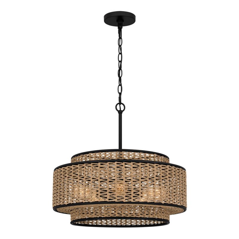 Lampa wisząca Quoizel Teton 6259 beżowo-matowy czarny boho 5xE27 x 1 szt.