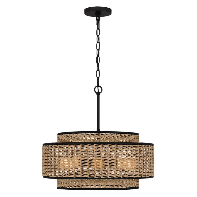 Lampa wisząca Quoizel Teton 6259 beżowo-matowy czarny boho 5xE27 x 1 szt.