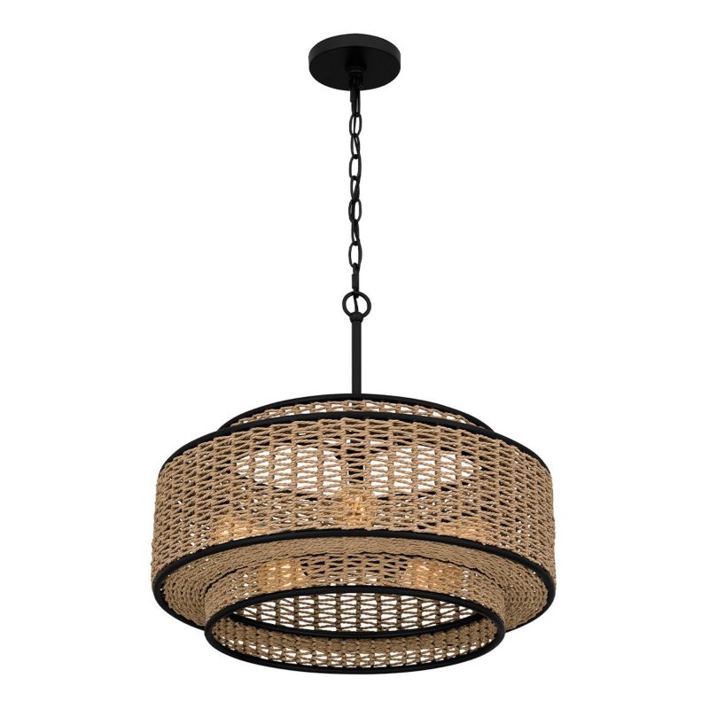 Lampa wisząca Quoizel Teton 6259 beżowo-matowy czarny boho 5xE27 x 1 szt.