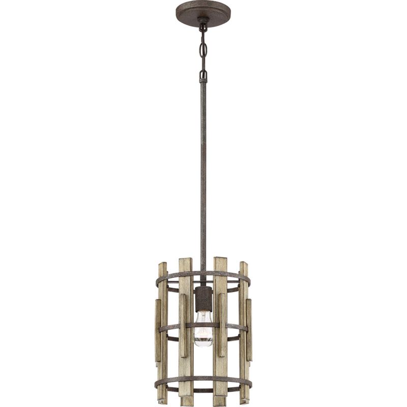 Lampa wisząca Quoizel Wood Hollow rustykalna czerń wym: 139,5 x 22,9 x 22,9 cm 1xE27 x  1 szt.
