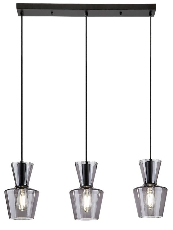 Lampa wisząca Rabalux Abra czarny matowa-szkło dymne wym: 170 x 60 x 15 cm 3xE27 x  1 szt.