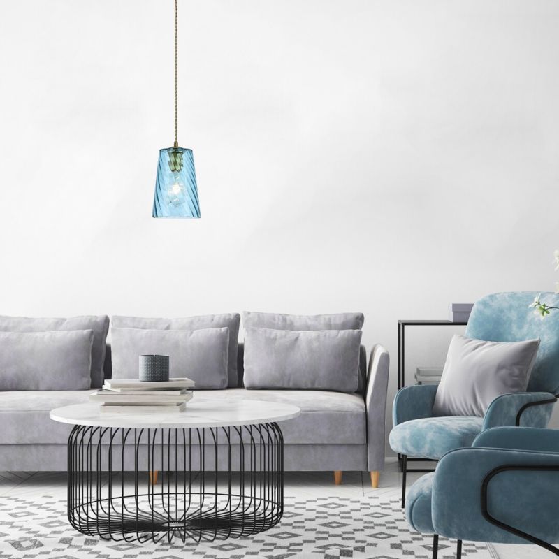 Lampa wisząca Rabalux Azurine 2268 złoto-niebieska szerokość 15 cm 1xE27 x 40W 1 szt.