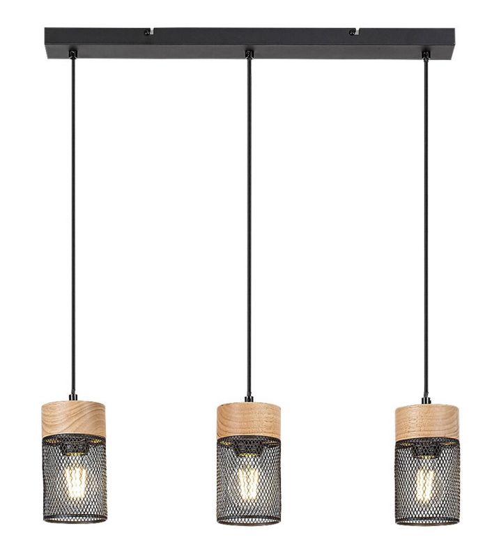 Lampa wisząca Rabalux Callum buk czarna wym: 120 x 60 x 9,5 cm 3xE27 x 75W 1 szt.