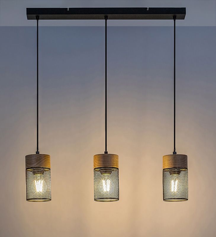 Lampa wisząca Rabalux Callum buk czarna wym: 120 x 60 x 9,5 cm 3xE27 x 75W 1 szt.