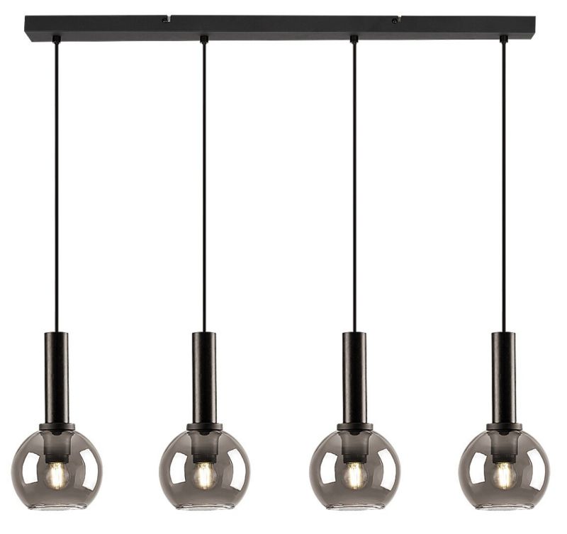 Lampa wisząca Rabalux Centio czarna-szkło dymne wym: 120 x 78 x 15 cm 4xE27 x  1 szt.