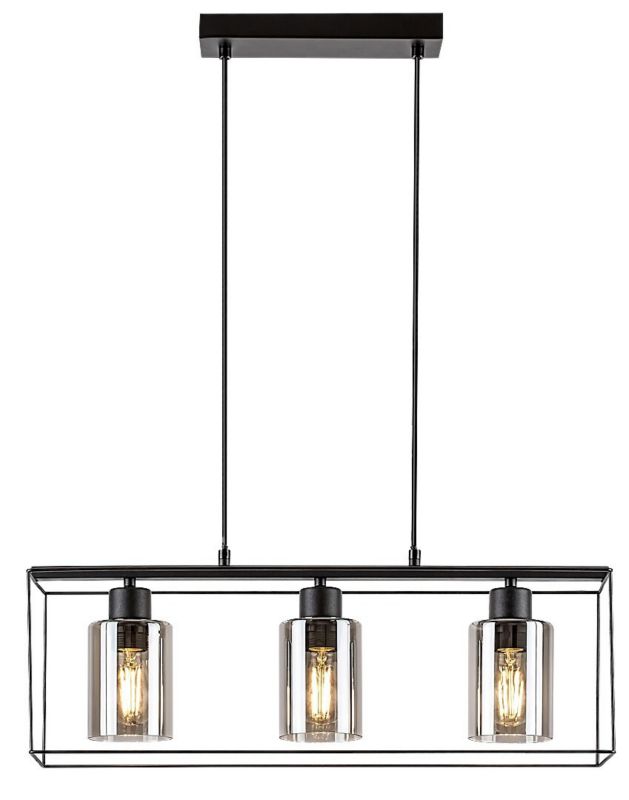 Lampa wisząca Rabalux Chadwick czarna-kolor dymny wym: 120 x 60 x 19 cm 3xE27 x  1 szt.