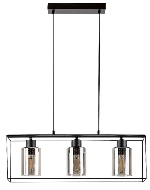 Lampa wisząca Rabalux Chadwick czarna-kolor dymny wym: 120 x 60 x 19 cm 3xE27 x  1 szt.