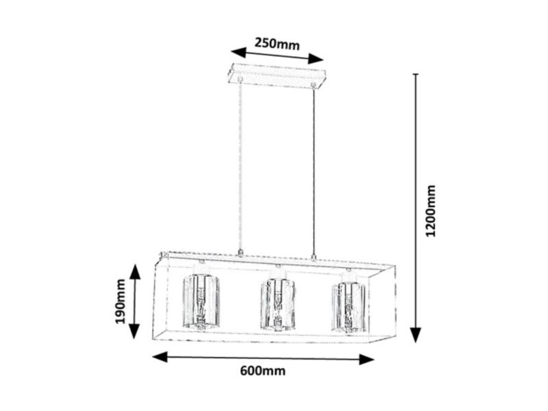 Lampa wisząca Rabalux Chadwick czarna-kolor dymny wym: 120 x 60 x 19 cm 3xE27 x  1 szt.