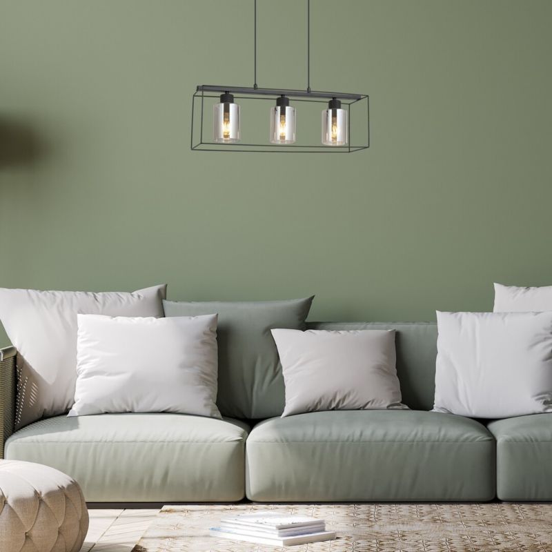 Lampa wisząca Rabalux Chadwick czarna-kolor dymny wym: 120 x 60 x 19 cm 3xE27 x  1 szt.