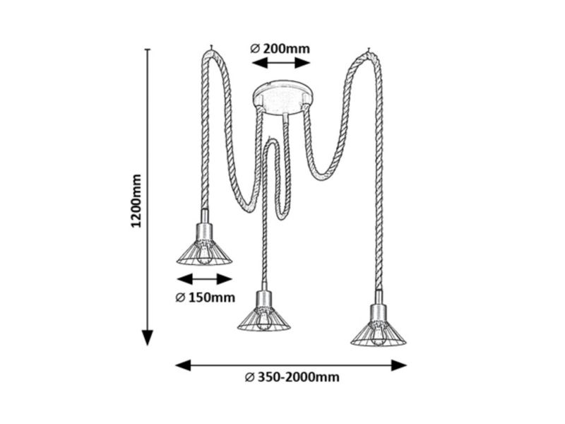 Lampa wisząca Rabalux Daryl 2725 czarna boho 3xE27 x 1 szt.