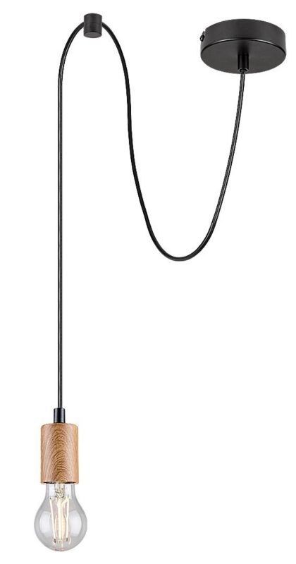 Lampa wisząca Rabalux Dollien czarny matowa-buk wym: 210 x 4,5 x 4,5 cm 1xE27 x  1 szt.