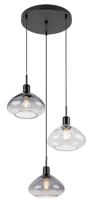Lampa wisząca Rabalux Dvora czarny matowa-kolor dymny-przezroczysty wym: 150 x 22 x 22 cm 3xE27 x  1 szt.