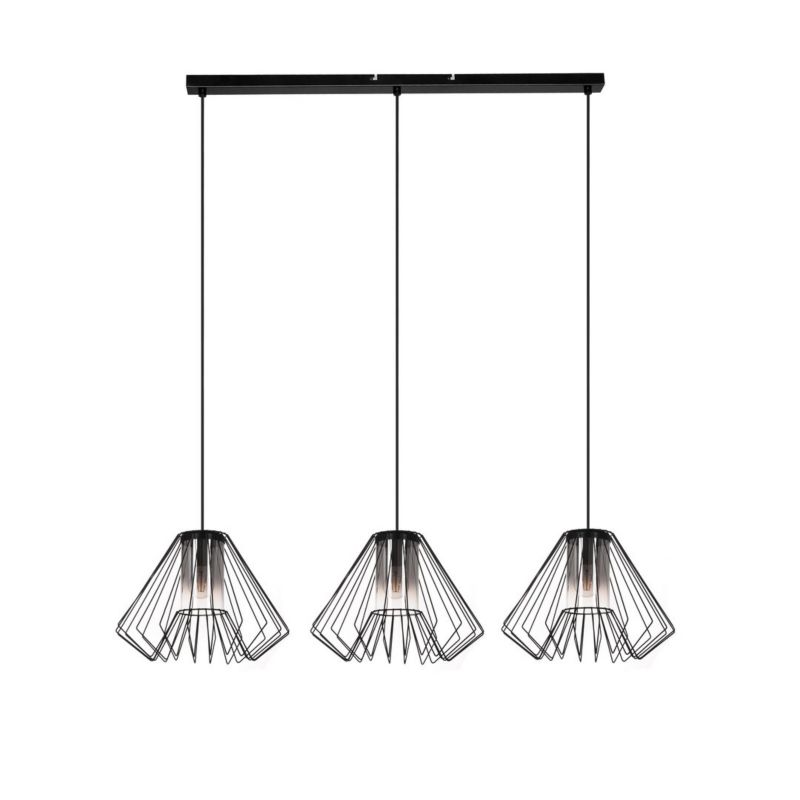 Lampa wisząca Rabalux Emerencia 3712 czarna-dymiona industrialna 3xE27 x 1 szt.