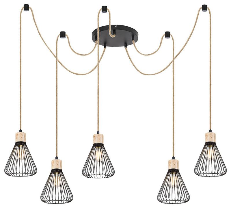 Lampa wisząca Rabalux Farfalle czarna wym: 120 x 18 x 18 cm 5xE27 x  1 szt.