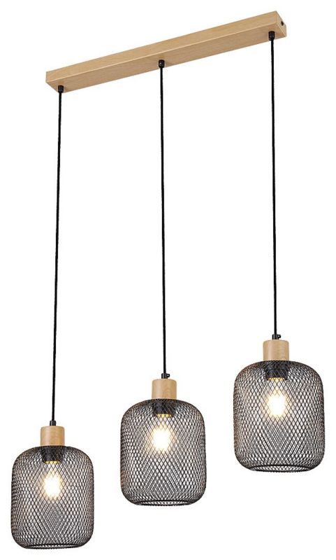 Lampa wisząca Rabalux Grendel 1324 buk czarny matowy nad stół 3xE27 x 1 szt.