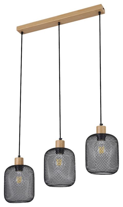 Lampa wisząca Rabalux Grendel 1324 buk czarny matowy nad stół 3xE27 x 1 szt.