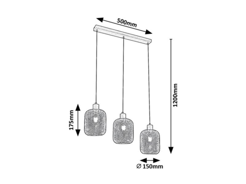 Lampa wisząca Rabalux Grendel 1324 buk czarny matowy nad stół 3xE27 x 1 szt.