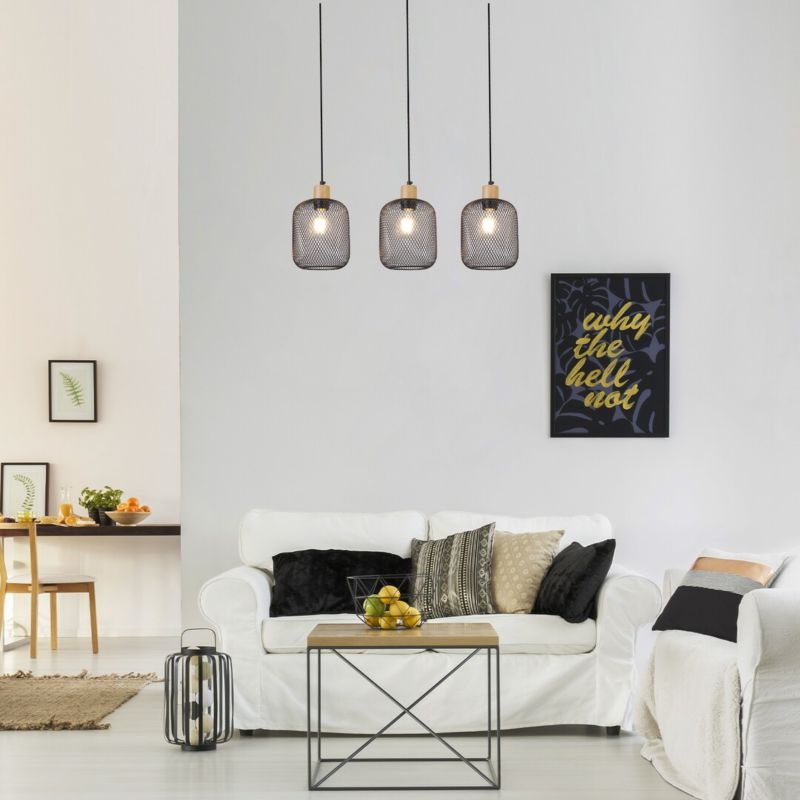 Lampa wisząca Rabalux Grendel 1324 buk czarny matowy nad stół 3xE27 x 1 szt.