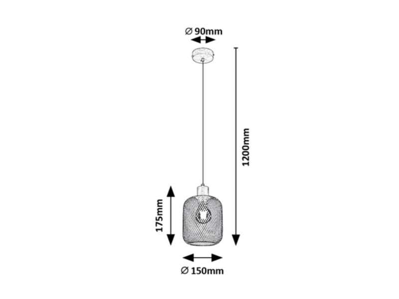Lampa wisząca Rabalux Grendel buk czarny matowy 1xE27x40W wym:120x15x15cm IP20 -1 szt.