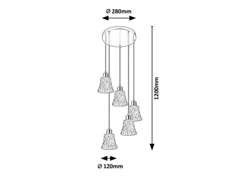 Lampa wisząca Rabalux Hestia chromowana przezroczysta 5xE14x40W wym:120x28x28cm IP20 -1 szt.