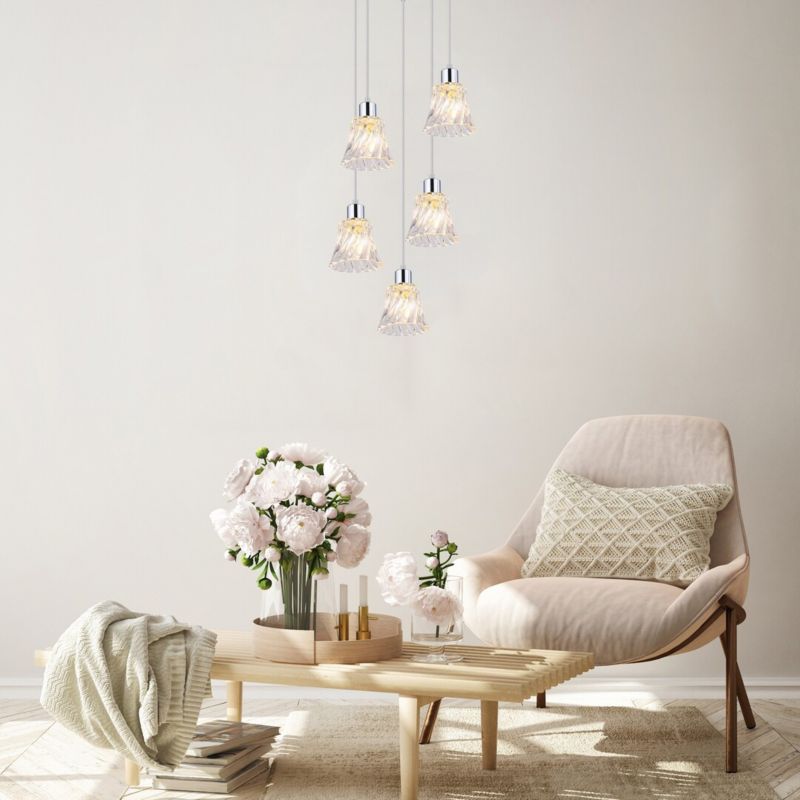Lampa wisząca Rabalux Hestia chromowana przezroczysta 5xE14x40W wym:120x28x28cm IP20 -1 szt.
