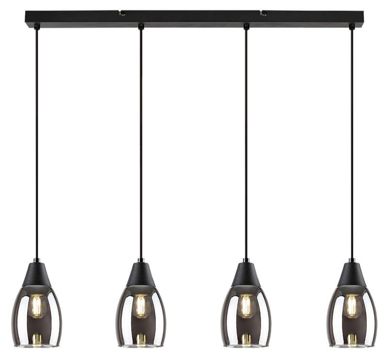 Lampa wisząca Rabalux Ilmari czarna-szkło dymne wym: 120 x 72 x 10 cm 4xE27 x  1 szt.