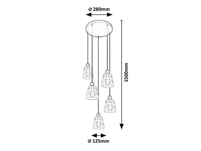 Lampa wisząca Rabalux Jarina czarno-przezroczysta 5xE27x40W wym:150x28x28cm IP20 -1 szt.