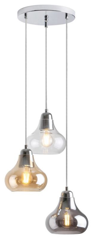 Lampa wisząca Rabalux Jezabel chromowana kolor dymny wym: 120 x 25 x 25 cm 3xE27 x  1 szt.