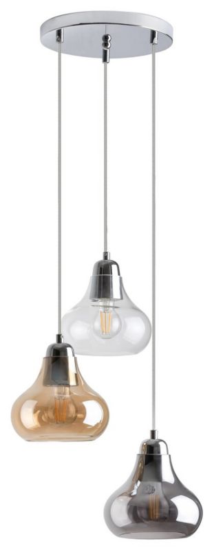 Lampa wisząca Rabalux Jezabel chromowana kolor dymny wym: 120 x 25 x 25 cm 3xE27 x  1 szt.