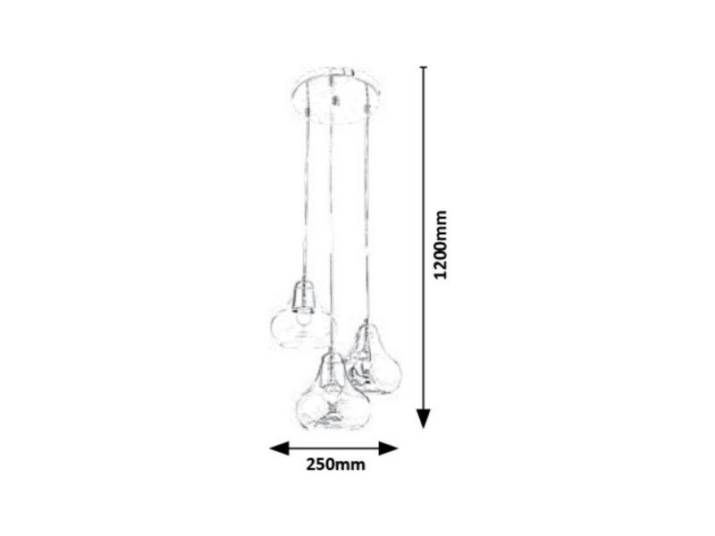Lampa wisząca Rabalux Jezabel chromowana kolor dymny wym: 120 x 25 x 25 cm 3xE27 x  1 szt.