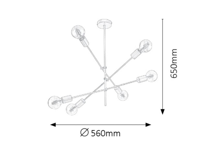 Lampa wisząca Rabalux Lanny 1042 czarna industrialna 6xE27 x 1 szt.
