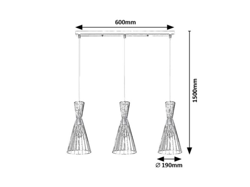 Lampa wisząca Rabalux Leandros 0063 czarna industrialna 3xE27 x 1 szt.