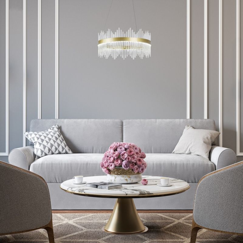 Lampa wisząca Rabalux Mabel złoto-przezroczysty wym: 100 x 58 x 58 cm wbudowany LED 36W 1 szt.