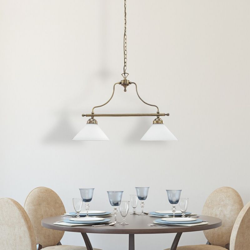 Lampa wisząca Rabalux Marian 7075 brązowo-biała styl klasyczny 2xE27 x 60W 1 szt.