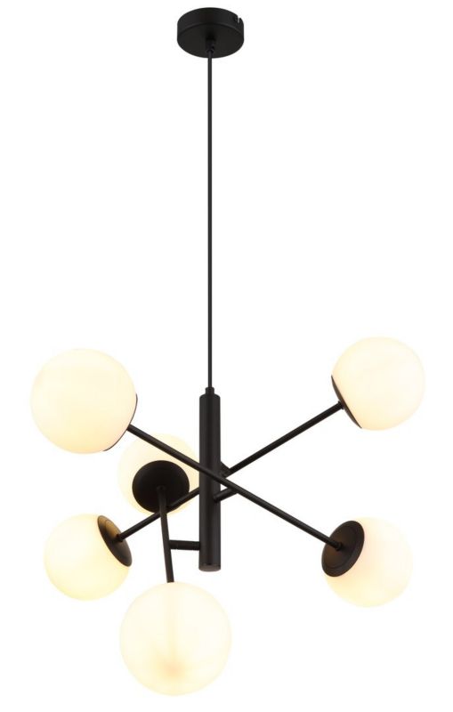 Lampa wisząca Rabalux Meduza czarny matowa-biała wym: 130 x 58 x 58 cm 6xE14 x  1 szt.