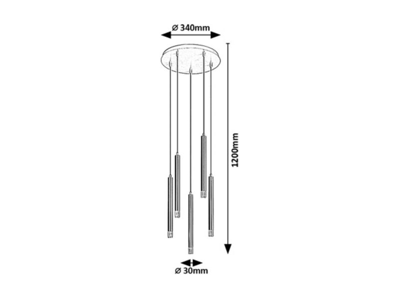 Lampa wisząca Rabalux Ramira 3606 czarno-przezroczysty nowoczesna 5xG9 x 1 szt.