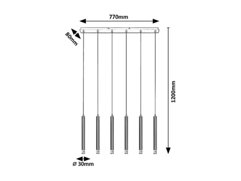 Lampa wisząca Rabalux Ramira 3620 czarno-przezroczysty nowoczesna 6xG9 x 1 szt.