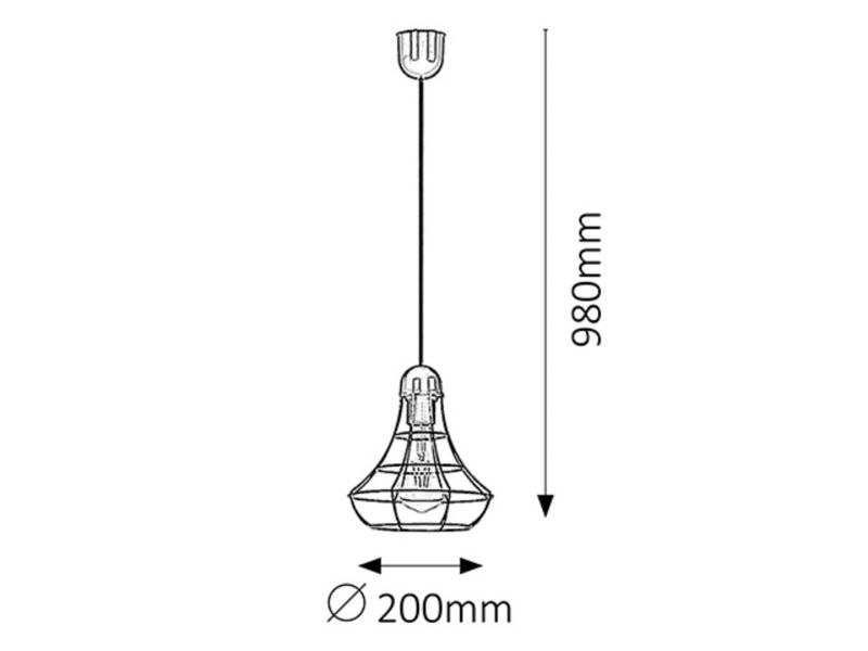 Lampa wisząca Rabalux Ramsey czarna 1xE27x60W wym:98x20x20cm IP20 -1 szt.