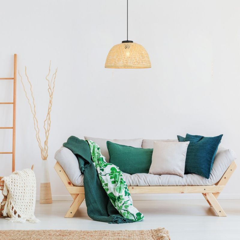 Lampa wisząca Rabalux Rattan czarno-naturalna wym: 120 x 40,5 x 40,5 cm 1xE27 x  1 szt.