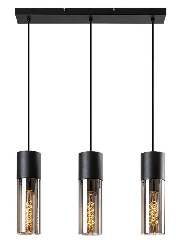 Lampa wisząca Rabalux Ronno czarna-kolor dymny wym: 120 x 55 x 9 cm 3xE27 x  1 szt.