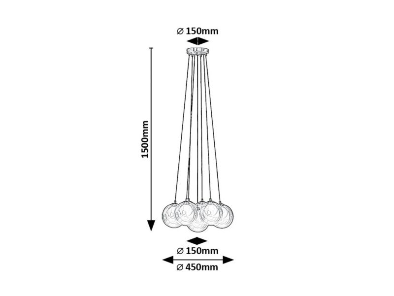 Lampa wisząca Rabalux Rosehip szampańsko-wielokolorowy wym: 150 x 45 x 45 cm 7xG9 x  1 szt.
