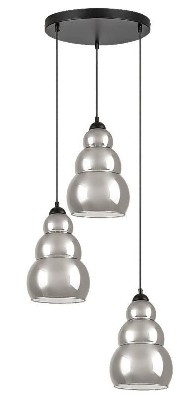 Lampa wisząca Rabalux Salvatore czarna-szkło dymne wym: 190 x 35 x 20 cm 3xE27 x  1 szt.