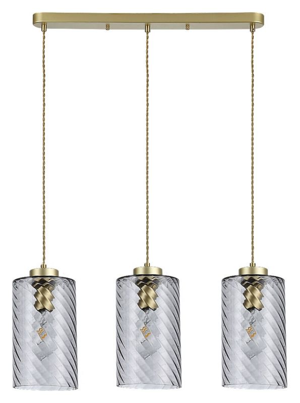Lampa wisząca Rabalux Sheila złoto-szkło dymne wym: 180 x 67 x 15 cm 3xE27 x  1 szt.